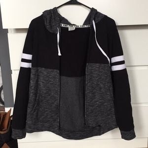 Black and grey Victoria’s Secret zip up hoodie